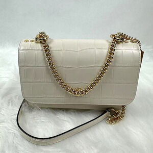 Coach Klare Crossbody Bag Crocodile-embossed Leather CC840 Gold/Chalk NWT